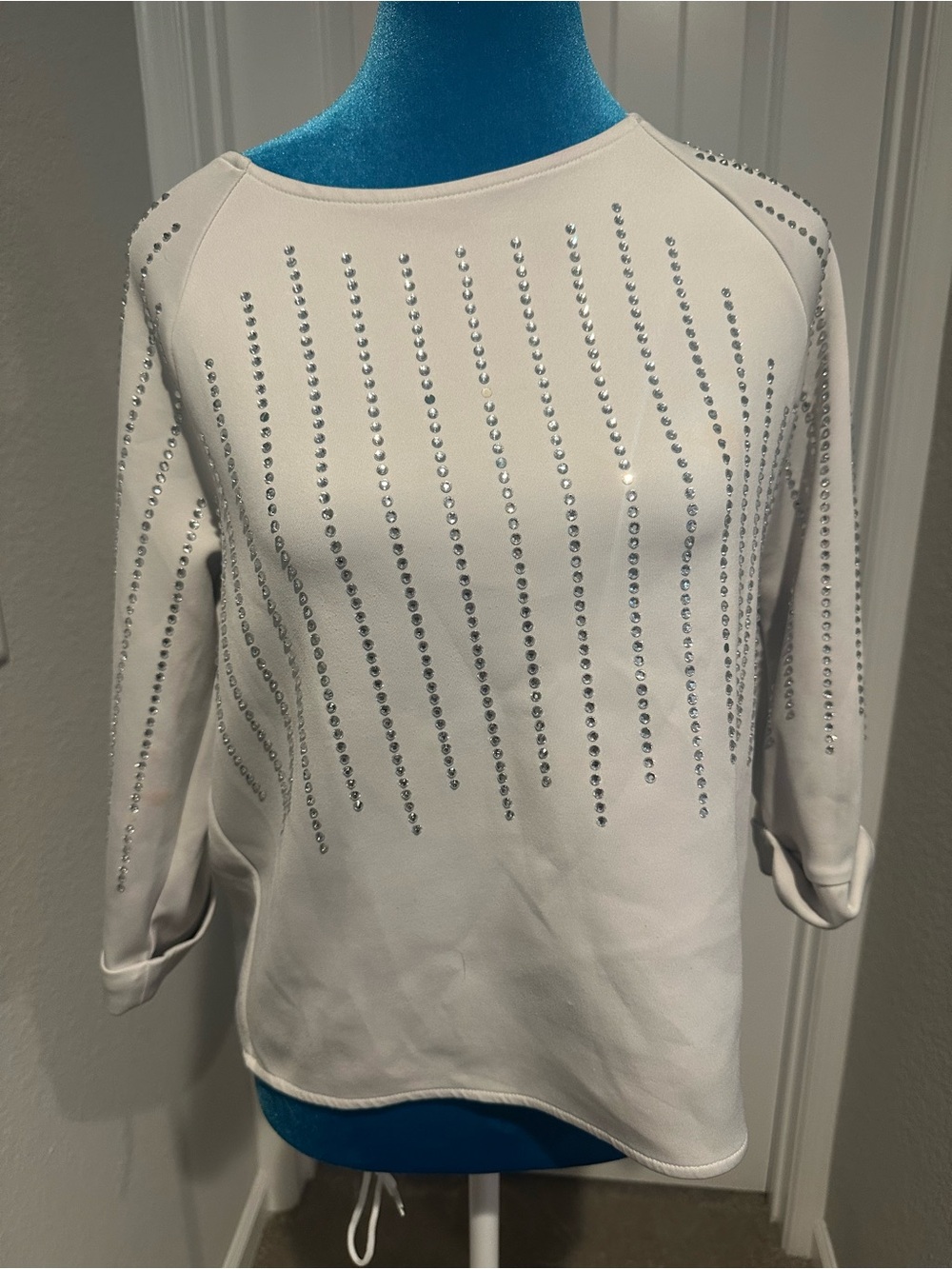 White Rhinestone Embellished Top Size Medium